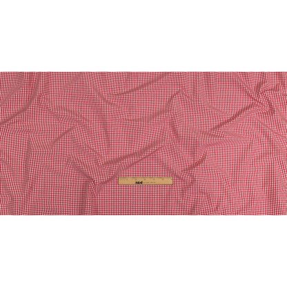 Red and White Checked Cotton and Polyester Shirting Full