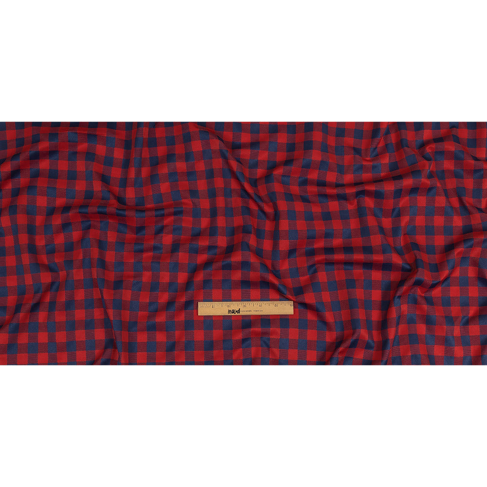 Red and Navy Checkered Cotton and Polyester Dobby Full