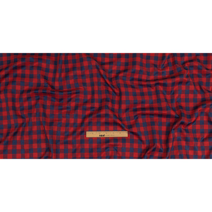 Red and Navy Checkered Cotton and Polyester Dobby Full
