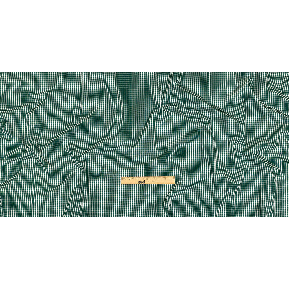 Evergreen and White Checkered Cotton and Polyester Shirting Full