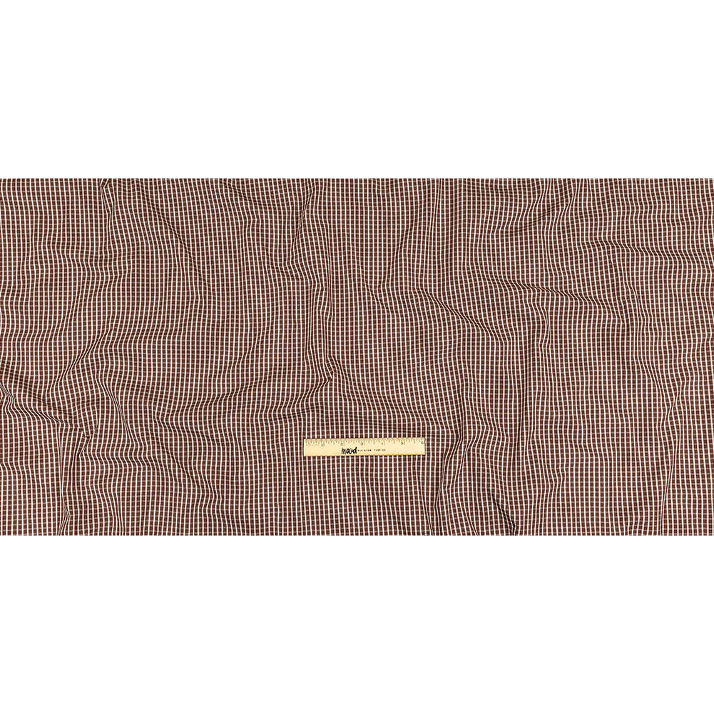 Brown and White Checkered Cotton and Polyester Shirting Full