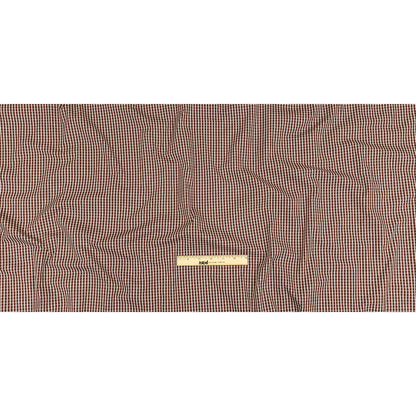 Brown and White Checkered Cotton and Polyester Shirting Full