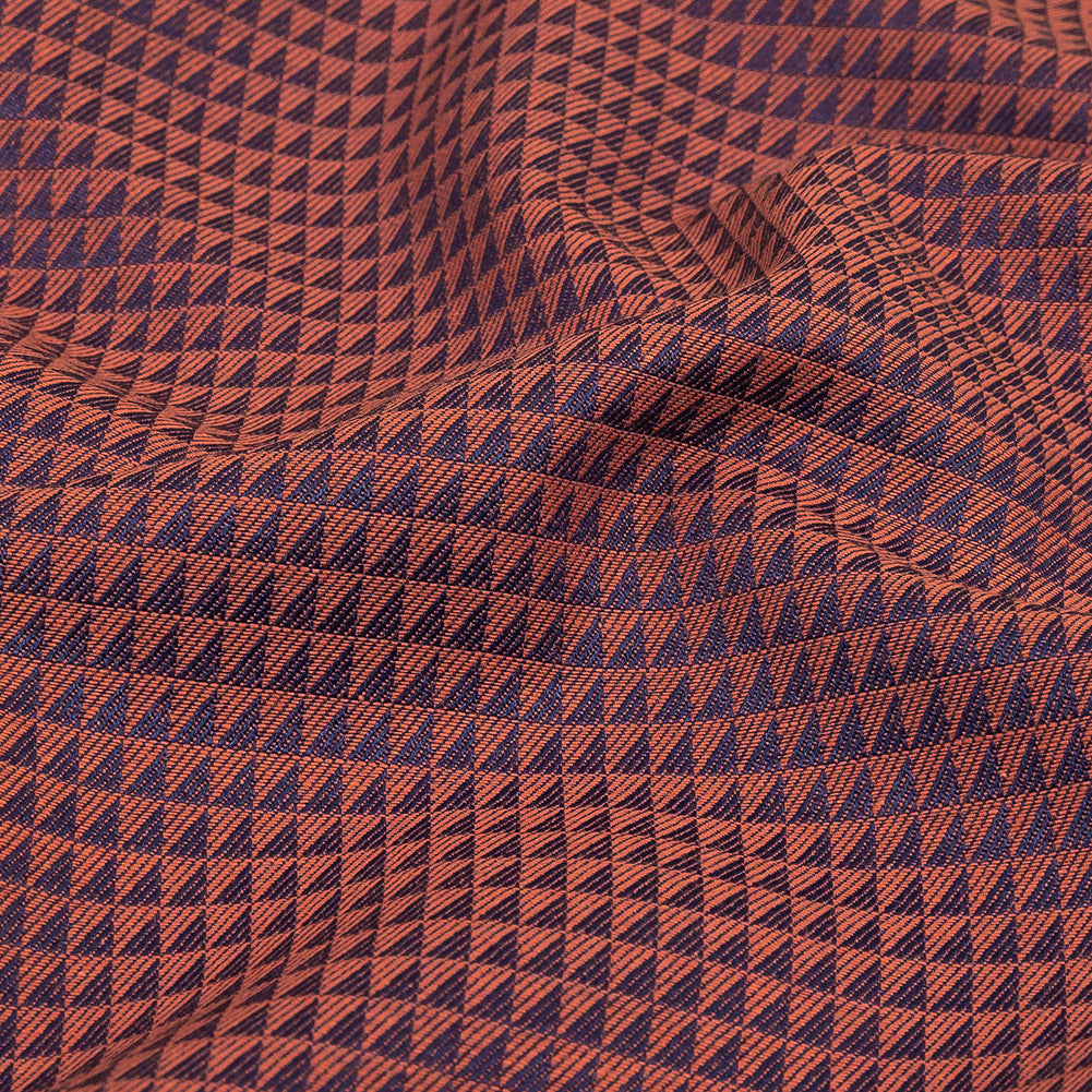 Navy and Orange Triangles Cotton and Polyester Twill Detail