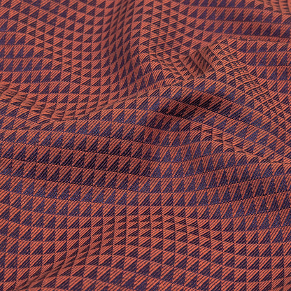 Navy and Orange Triangles Cotton and Polyester Twill Detail