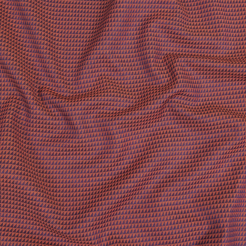 Navy and Orange Triangles Cotton and Polyester Twill