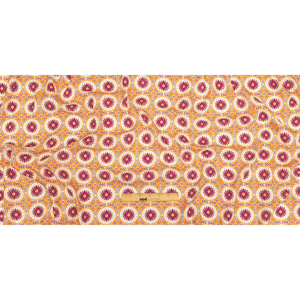 Viscose and Linen Woven Print - Magenta and Orange Floral Tiles - Mood Exclusive Sao Bento Full