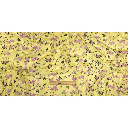 Cotton Poplin Print - Pale Yellow and Pink Floral - Mood Exclusive Sakura Sweets Full