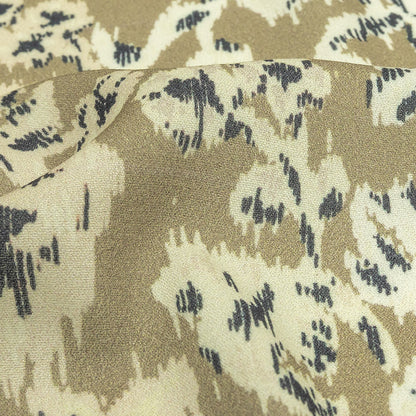 Viscose Crepe Print - Beige, Black and Ecru Ikat Florals - Mood Exclusive Exquisite Etchings Detail