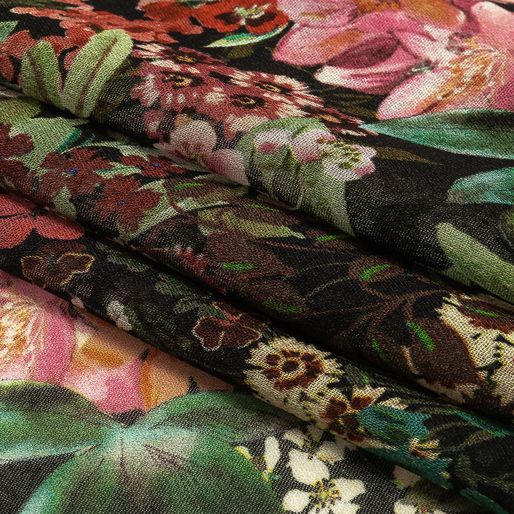 Mood Exclusive Black Botanical Bounty Viscose Georgette Folded