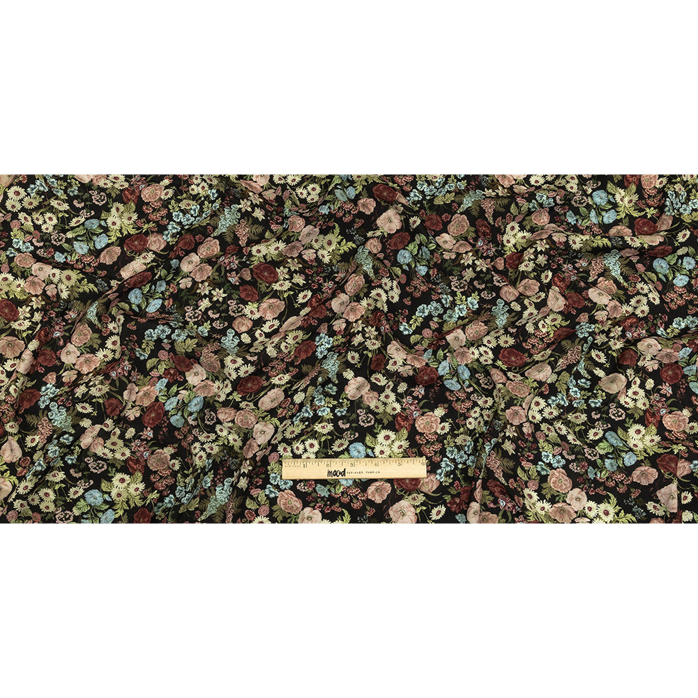 Viscose Crepe Print - Black, Pink and Sky Blue Floral - Mood Exclusive Highgrove Full