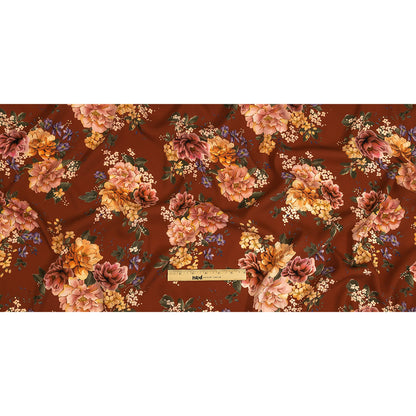 Polyester Twill Print - Clay Red and Pink Floral - Mood Exclusive Halcyon Days Full