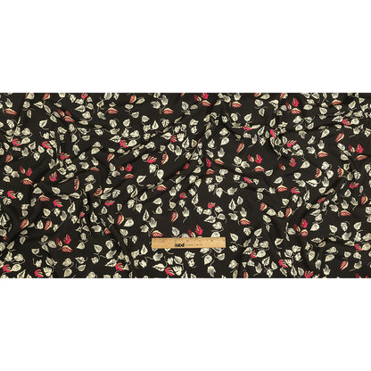 Viscose Crepe Print - Black, White and Pink Leaves - Mood Exclusive Lingering Leaves Full