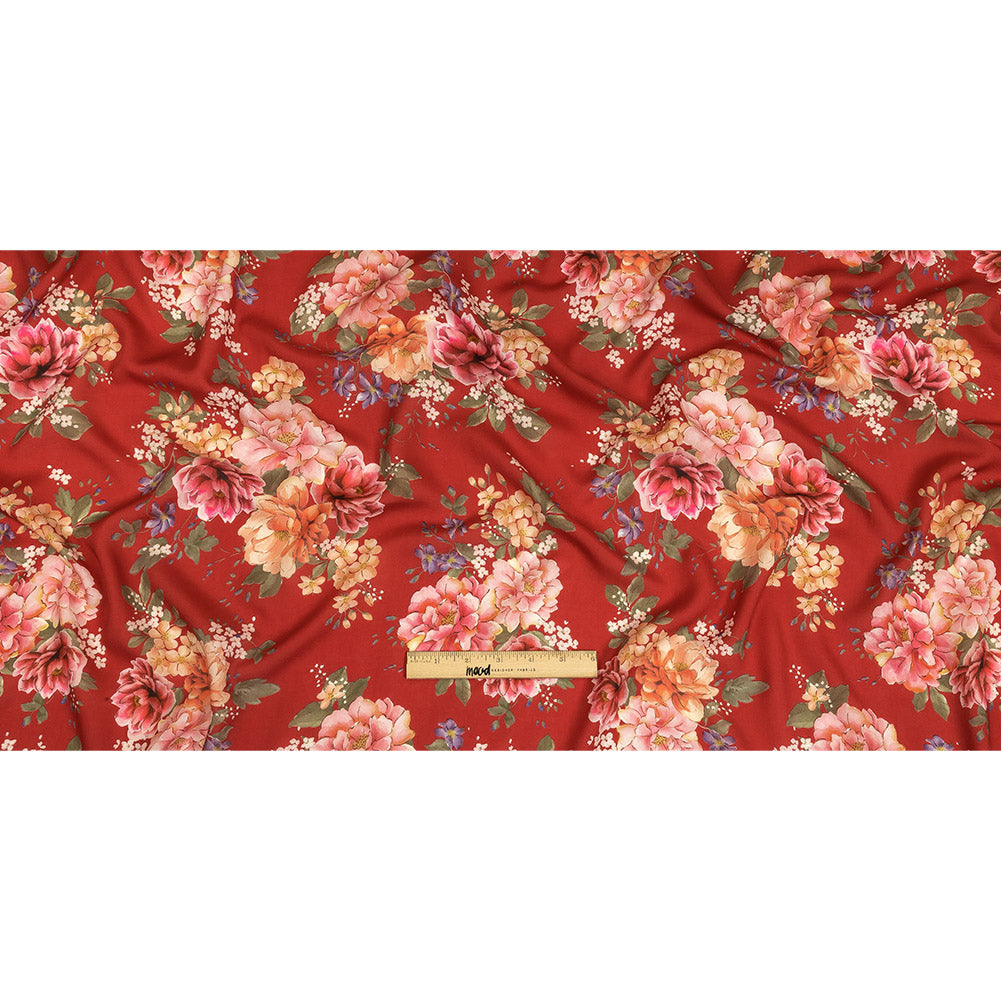 Tencel Woven Print - Red, Pink and Peach Floral - Mood Exclusive Halcyon Days Folded