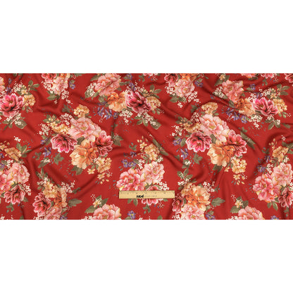 Tencel Woven Print - Red, Pink and Peach Floral - Mood Exclusive Halcyon Days Folded