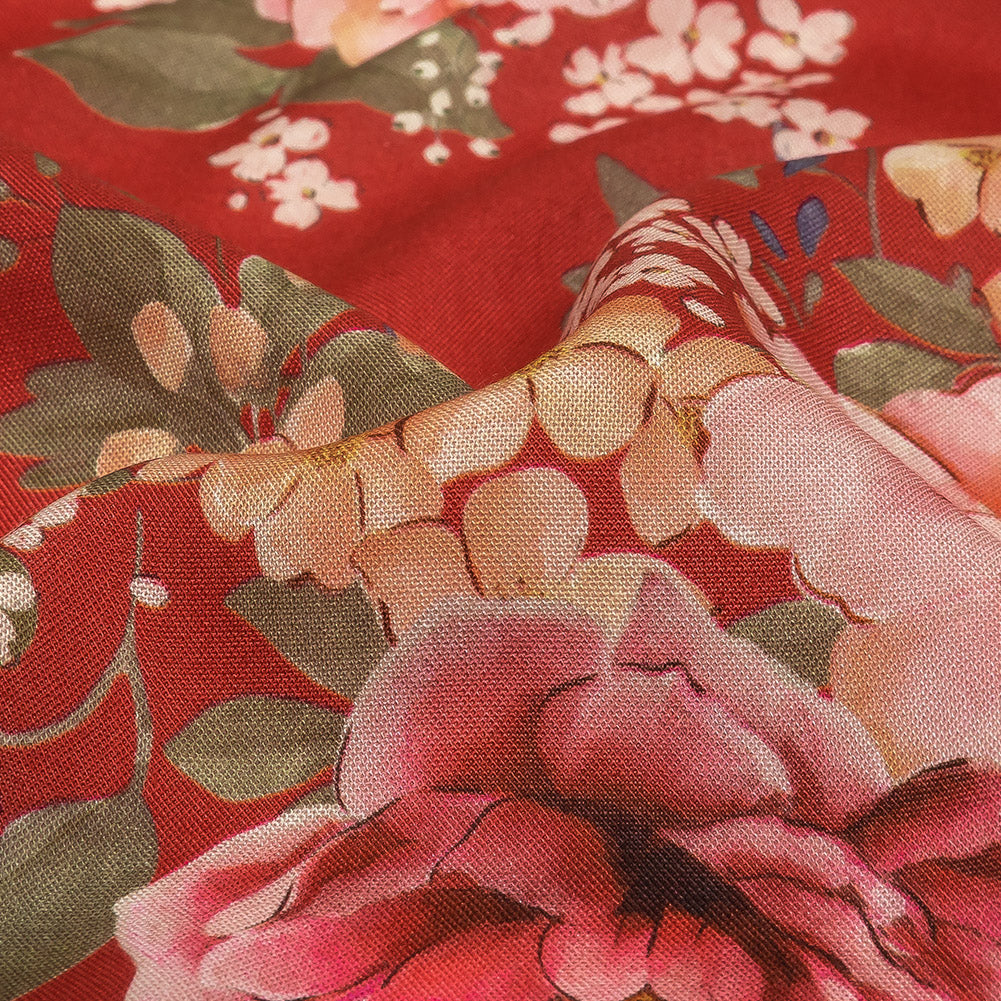 Tencel Woven Print - Red, Pink and Peach Floral - Mood Exclusive Halcyon Days Full