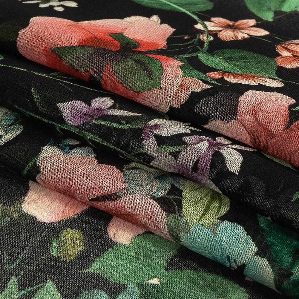Mood Exclusive Black O'Keefe's Orchids Viscose Georgette Folded