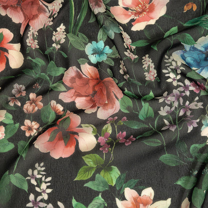 Mood Exclusive Black O'Keefe's Orchids Viscose Georgette