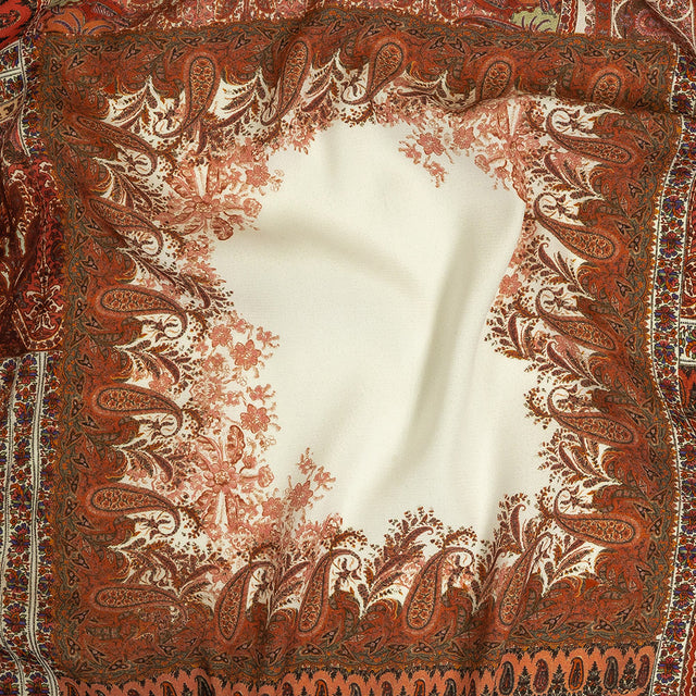 Viscose Crepe Print - Red and Cream Paisley Patches - Mood Exclusive Speak and Enter
