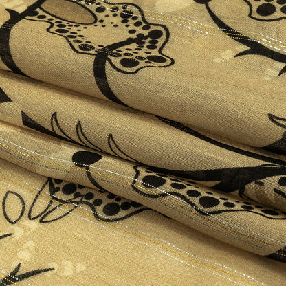 Mood Exclusive Beige Amoeba Metallic Pinstriped Viscose Dobby Folded