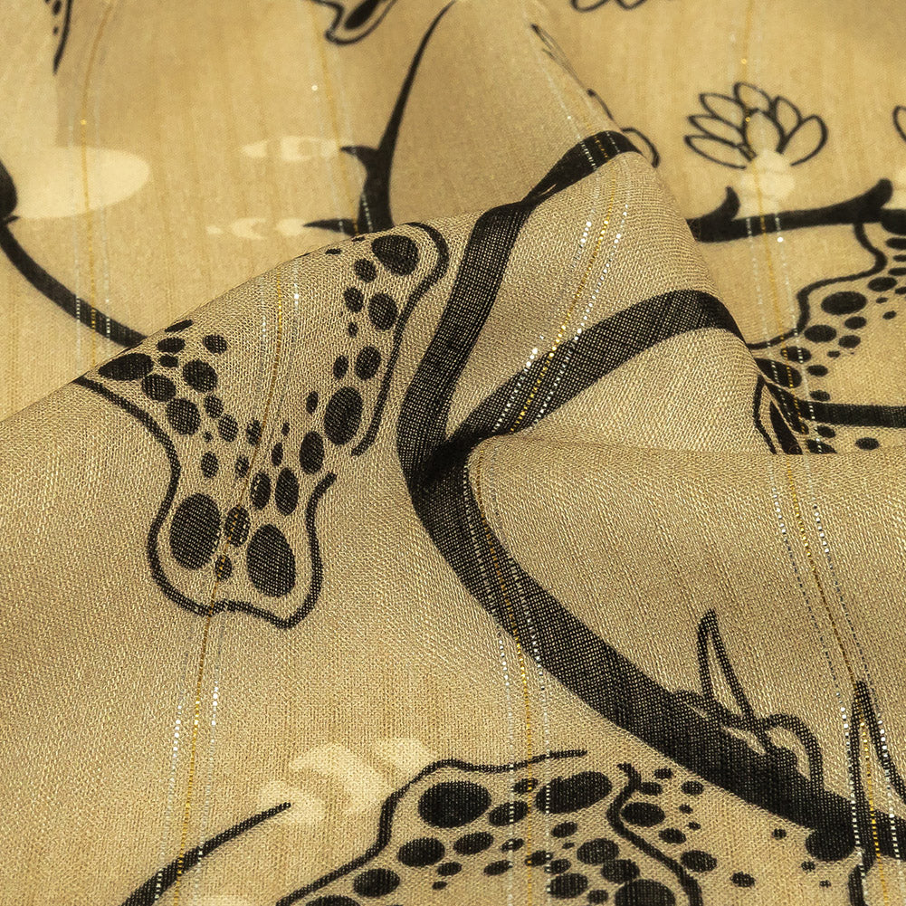 Mood Exclusive Beige Amoeba Metallic Pinstriped Viscose Dobby Detail