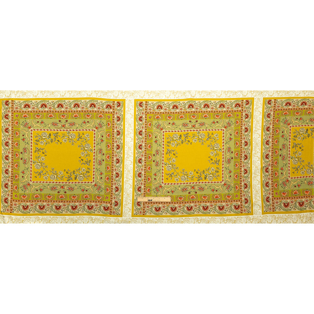 Cotton and Viscose Twill Panel - Yellow and Green Floral Squares - Mood Exclusive Palace of Illusions Full