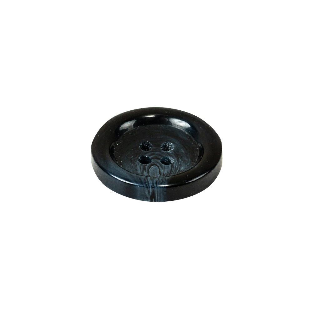 Dark Blue Swirls Plastic 4-Hole Dish Button - 28L/18mm Folded