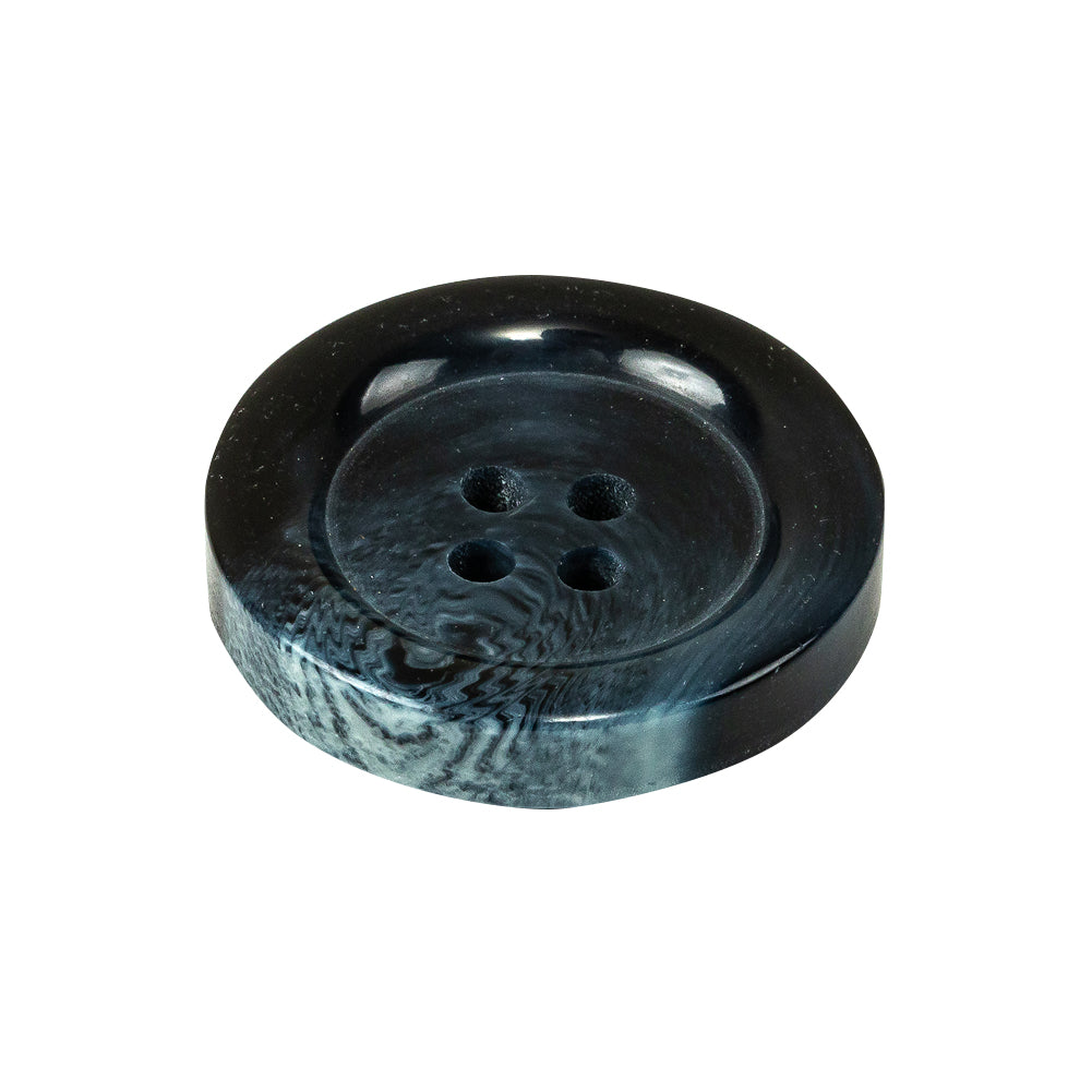 Dark Blue Swirls Plastic 4-Hole Dish Button - 40L/25.5mm Folded