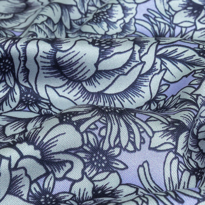Polyester Twill Print - Pale Blue Florals - Mood Exclusive Calming Quest Detail