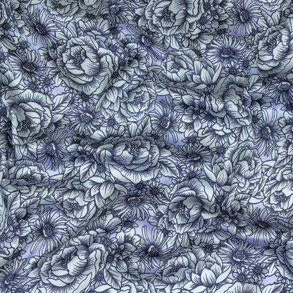 Polyester Twill Print - Pale Blue Florals - Mood Exclusive Calming Quest