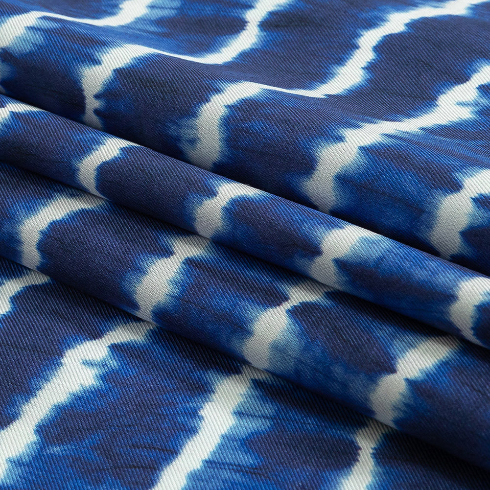 Viscose Twill Print - Blue and White Tie Dye - Mood Exclusive Making Waves Folded