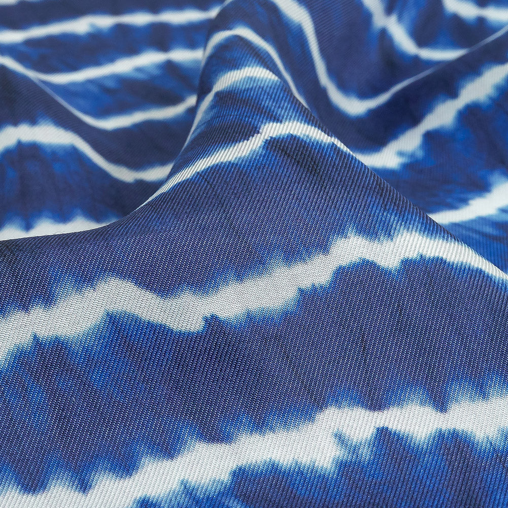 Viscose Twill Print - Blue and White Tie Dye - Mood Exclusive Making Waves Detail