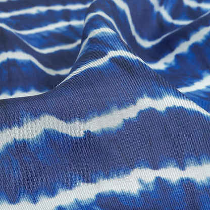 Viscose Twill Print - Blue and White Tie Dye - Mood Exclusive Making Waves Detail