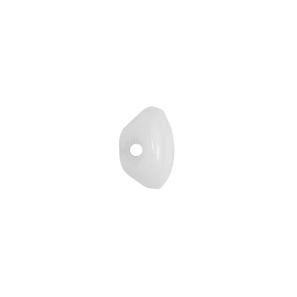 European White Self Back Glass Button - 18L/11.5mm Detail