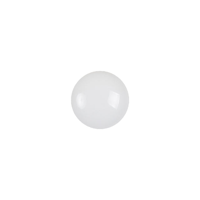 European White Self Back Glass Button - 18L/11.5mm