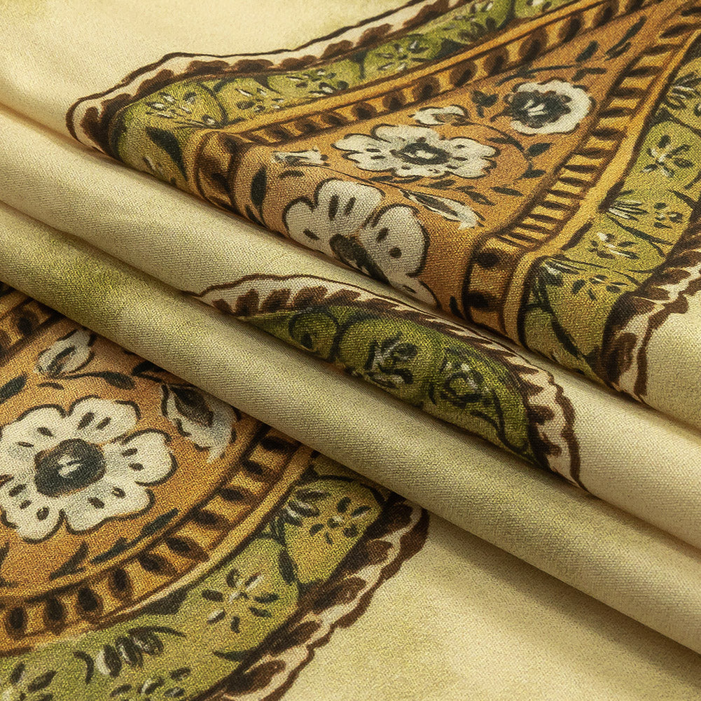 Cotton Poplin Print - Beige and Green Paisley - Mood Exclusive Bending Grass Folded