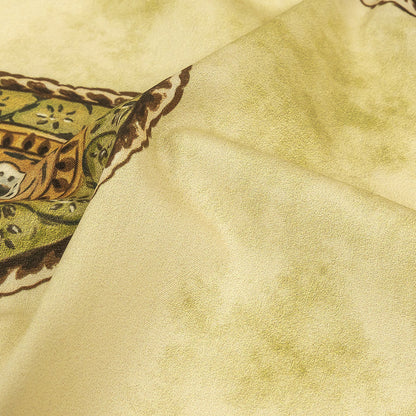 Cotton Poplin Print - Beige and Green Paisley - Mood Exclusive Bending Grass Detail