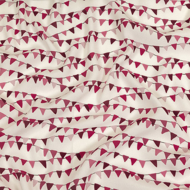 Sustainable Viscose Woven Print - White and Purple Triangle Strands - Mood Exclusive Pennant Party