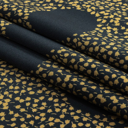 Stretch Polyester Twill Print - Navy Polka Dots in Leaves - Mood Exclusive Tangled Topiary Folded