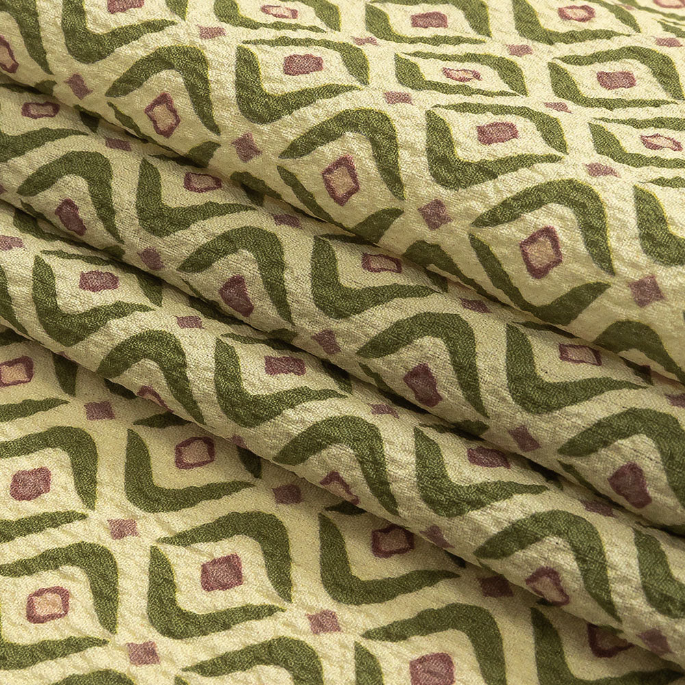 Mood Exclusive Green Mid Mod Mood Stretch Polyester Seersucker Folded