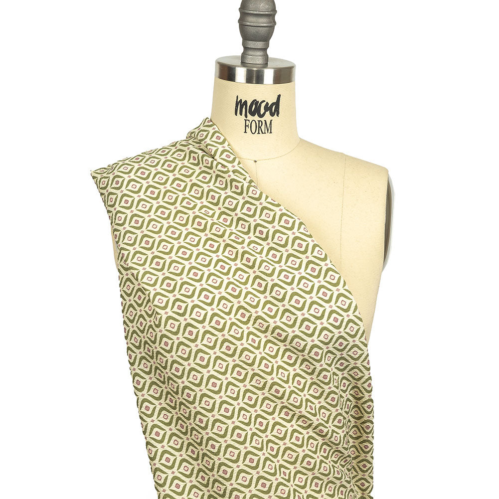 Mood Exclusive Green Mid Mod Mood Stretch Polyester Seersucker Drape