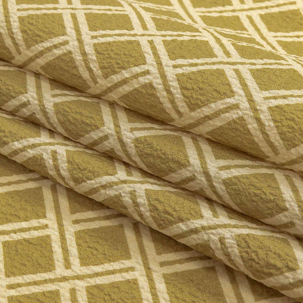 Mood Exclusive Beige Lattice Status Stretch Polyester Seersucker Folded