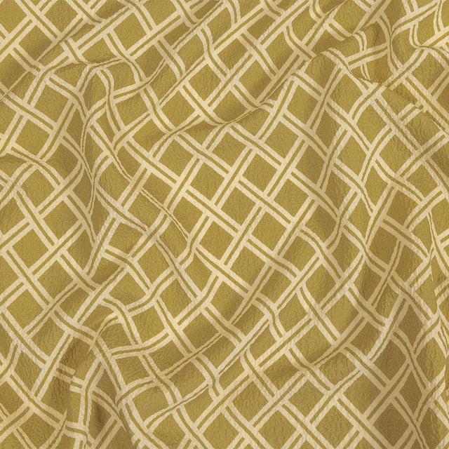 Mood Exclusive Beige Lattice Status Stretch Polyester Seersucker