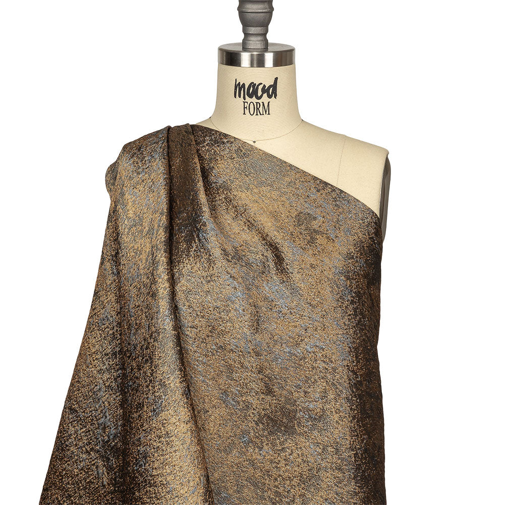 Pegasus Gold, Copper and Gunmetal Mottled Luxury Brocade - Drape