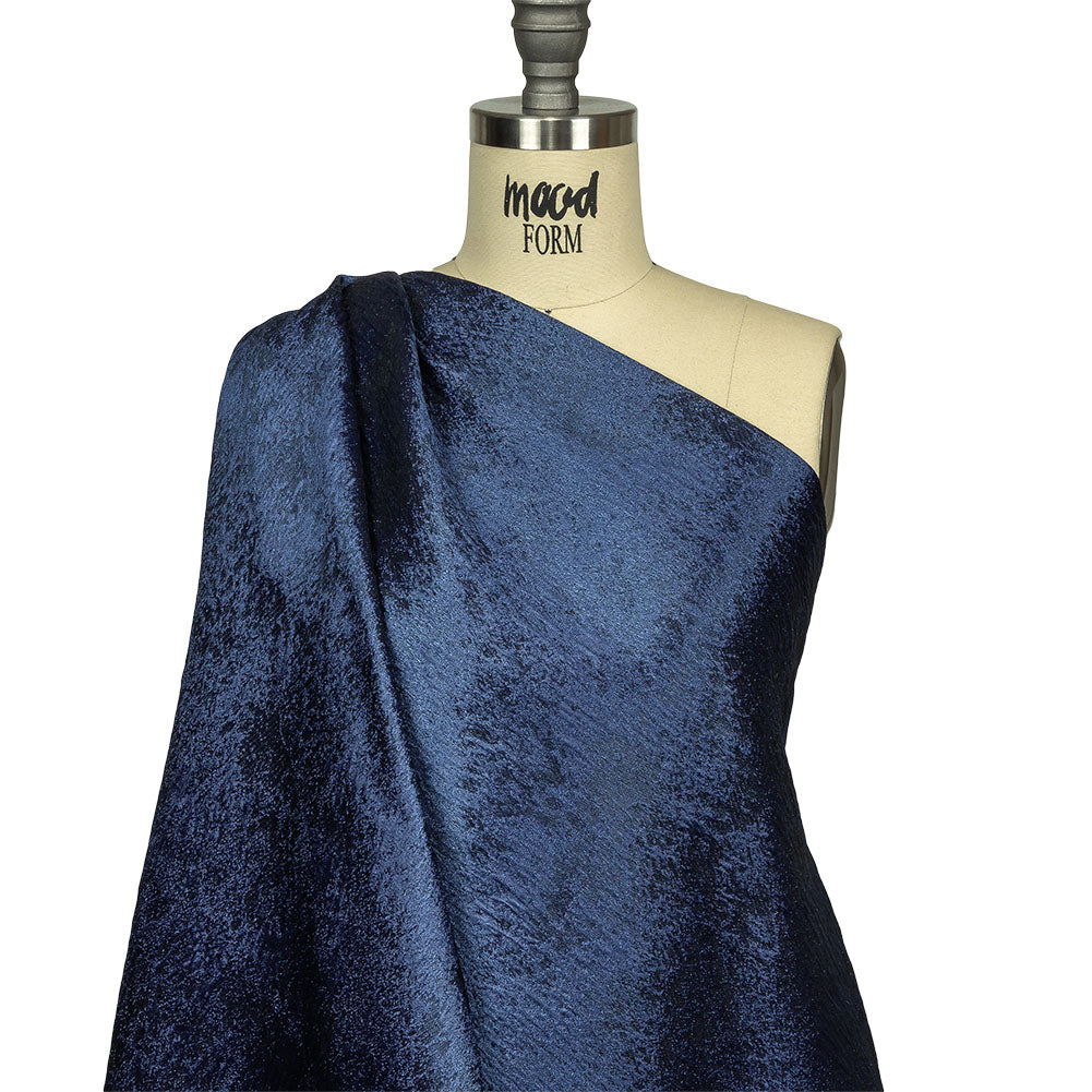 Pegasus Navy Mottled Luxury Brocade - Drape