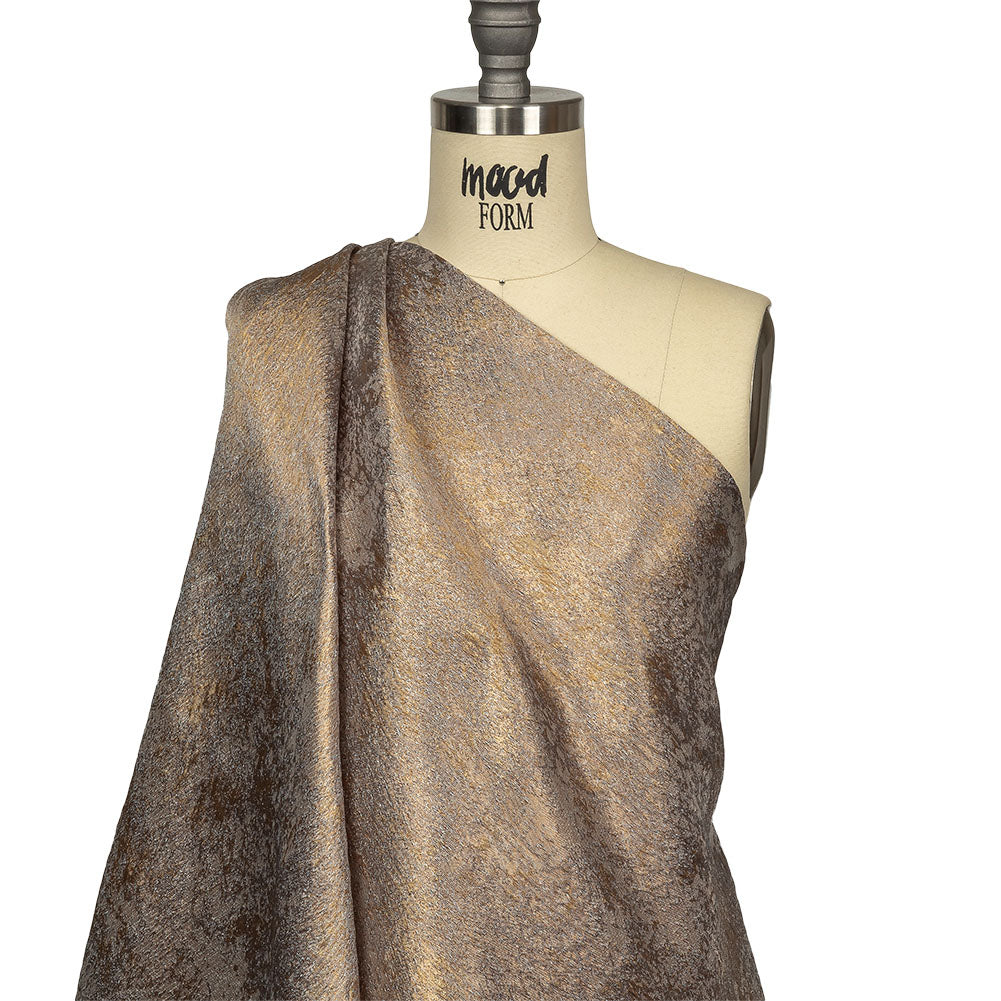 Pegasus Gold, Beige and Gray Mottled Luxury Brocade - Drape
