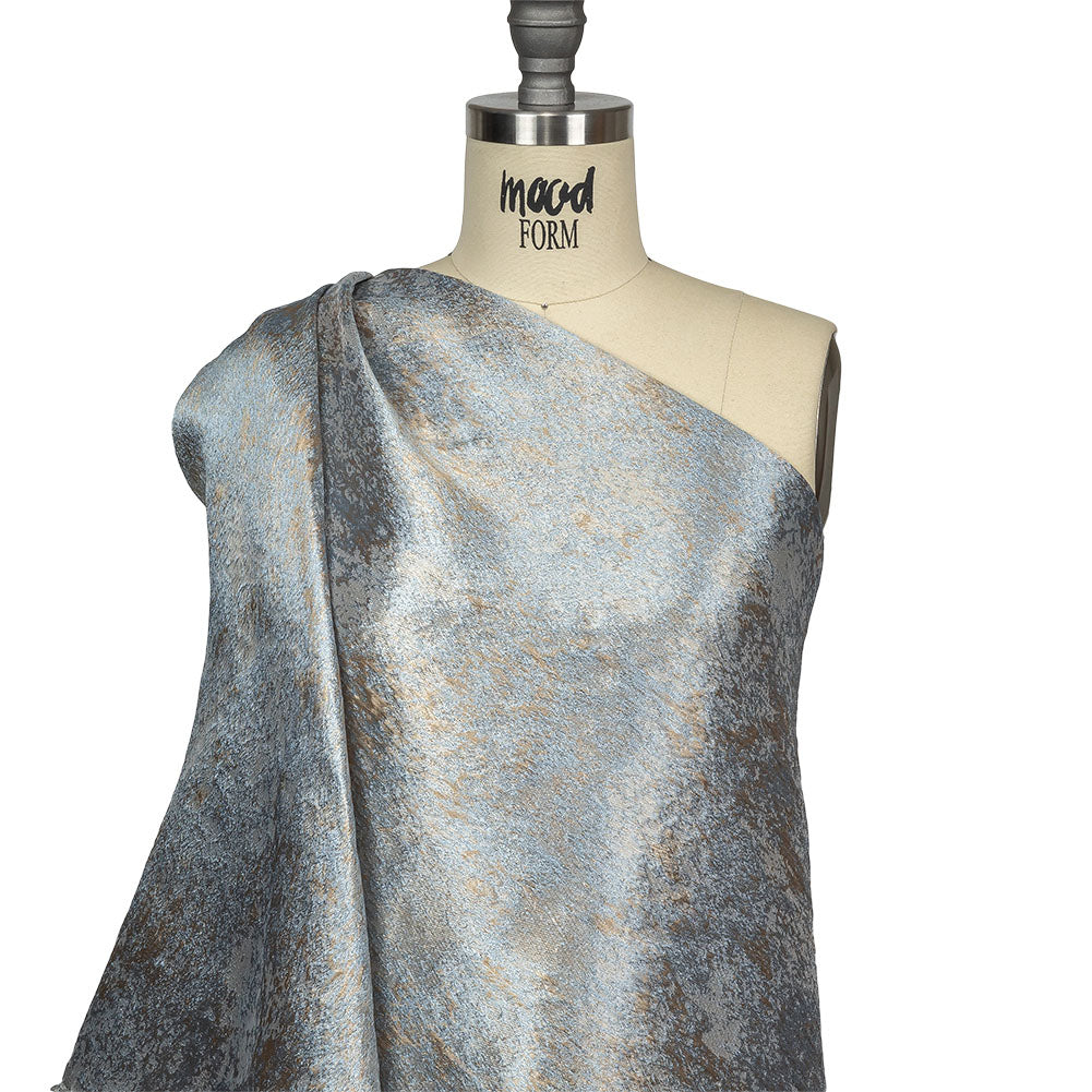 Pegasus Gold and Pale Blue Mottled Luxury Brocade - Drape