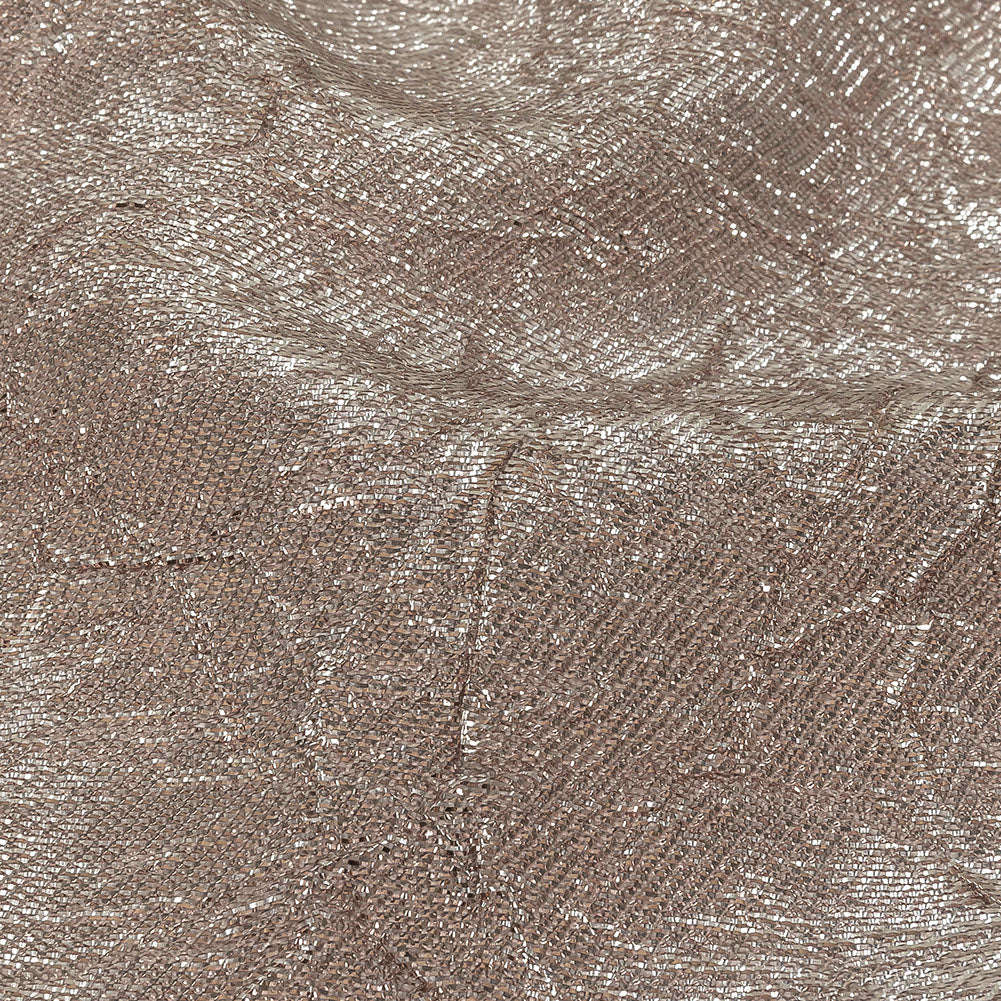 Astrolabe Metallic Silver and Rose Gold Crinkled Luxury Brocade with White Backing - Detail
