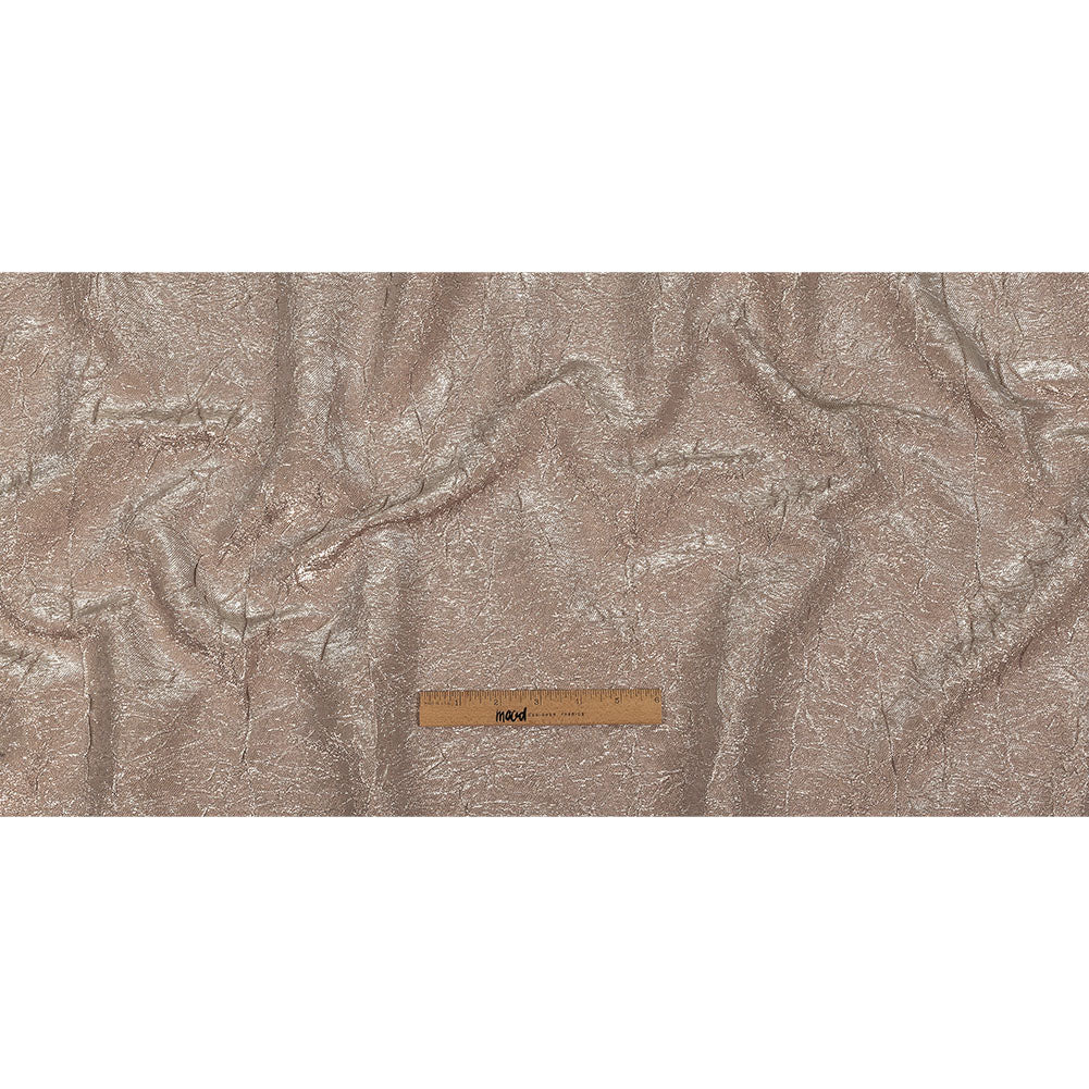 Astrolabe Metallic Silver and Rose Gold Crinkled Luxury Brocade with White Backing - Full