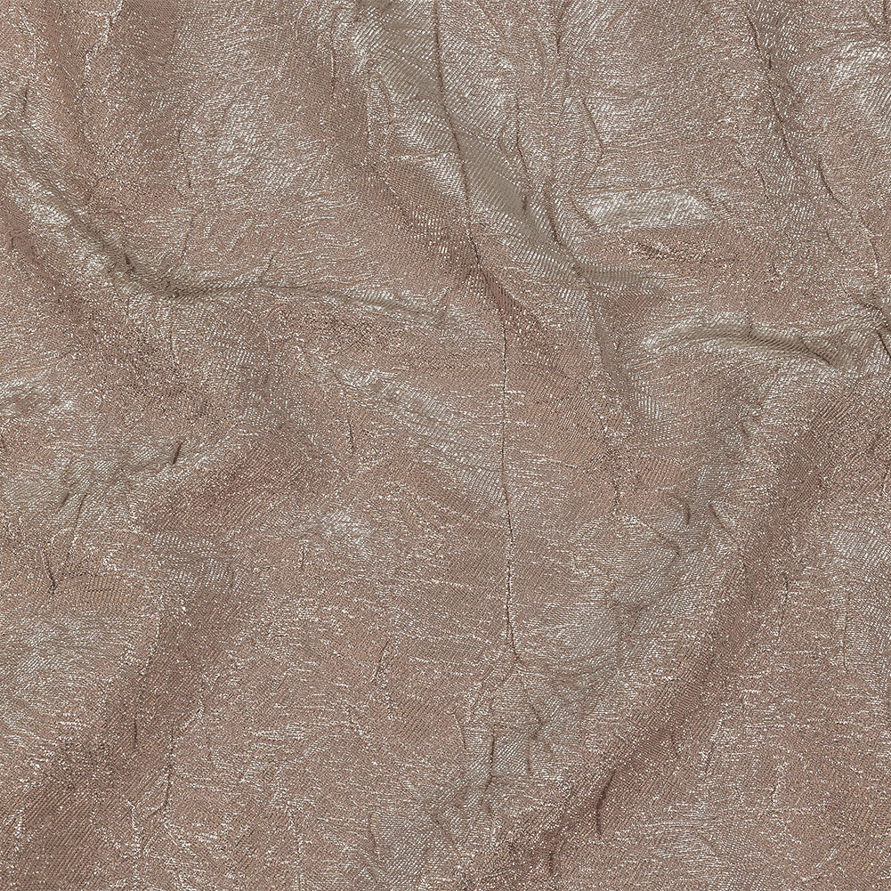 Astrolabe Metallic Silver and Rose Gold Crinkled Luxury Brocade with White Backing