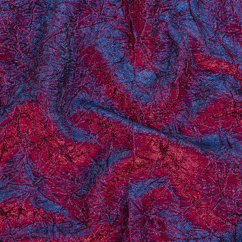 Astrolabe Metallic Berry Gloss and Ultramarine Crinkled Luxury Brocade with Black Backing